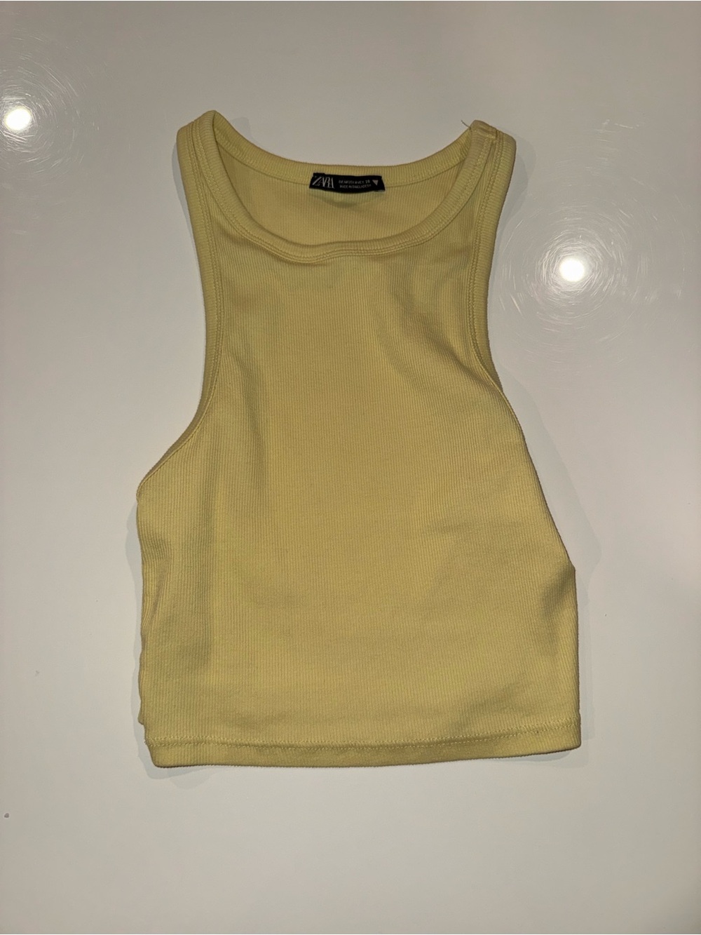 Zara Pale Yellow Ribbed Crop Tank